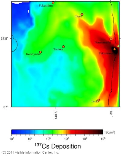 Calculated integrated deposition (from 10:00 March 12th to 0:00 April 6th, 2011)