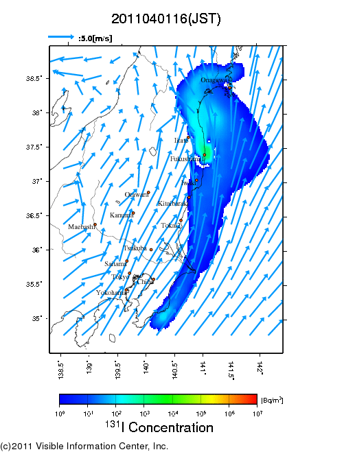 Ground level air concentration [Bq/m3] 2011-04-01 16